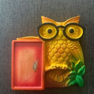 Vintage Chalkware Owl with notepad holder